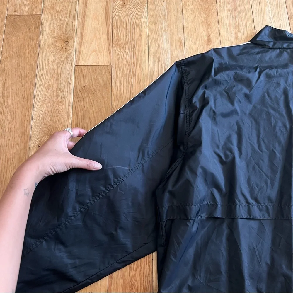 Vintage Adidas Mens Black Windbreaker Full Zip Front Nylon‎ Jacket Size XXL